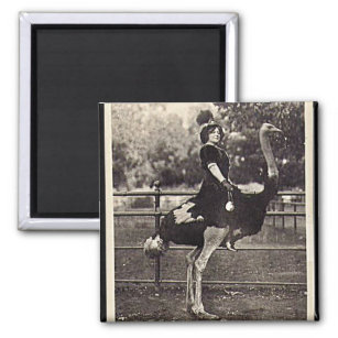 Vintage Broadway Actress Riding an Ostrich Magnet