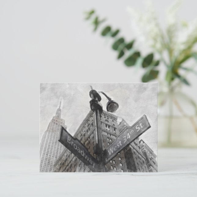 Vintage Broadway Corner Sign – New York City Post Postcard (Standing Front)