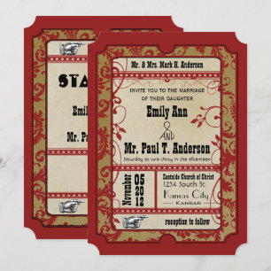 Vintage Broadway Poster Movie Ticket Wedding Invitation