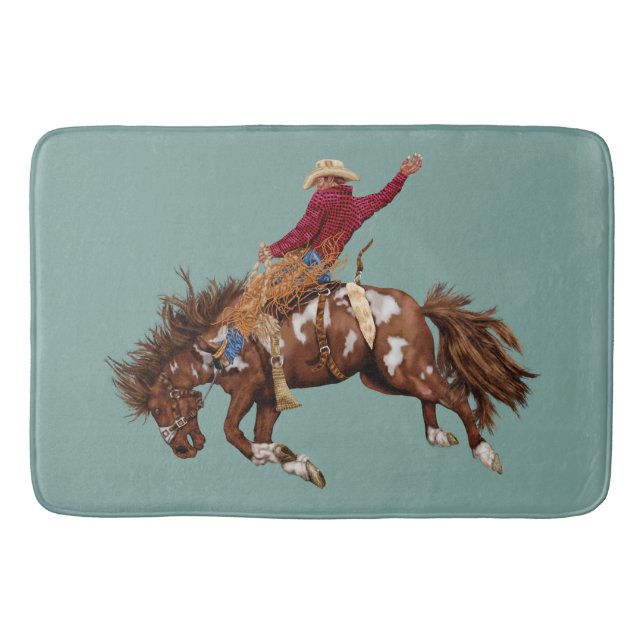 Vintage bronco rider bath mat (Front)