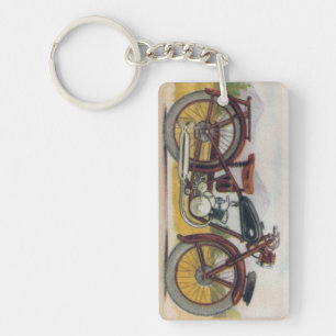 Vintage Bronze Motorcycle Print Key Ring