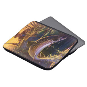 Vintage Brook Trout Fish Fisherman, Sports Fishing Laptop Sleeve