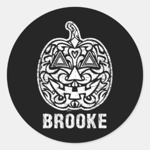 Vintage Brooke Halloween Sugar Skull Design Classic Round Sticker