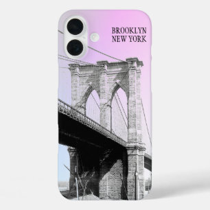 Vintage Brooklyn Bridge Blue Sky iPhone 16 Plus Case