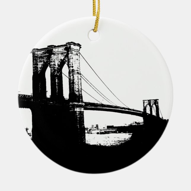 Vintage Brooklyn Bridge Ceramic Ornament (Front)