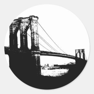 Vintage Brooklyn Bridge Classic Round Sticker