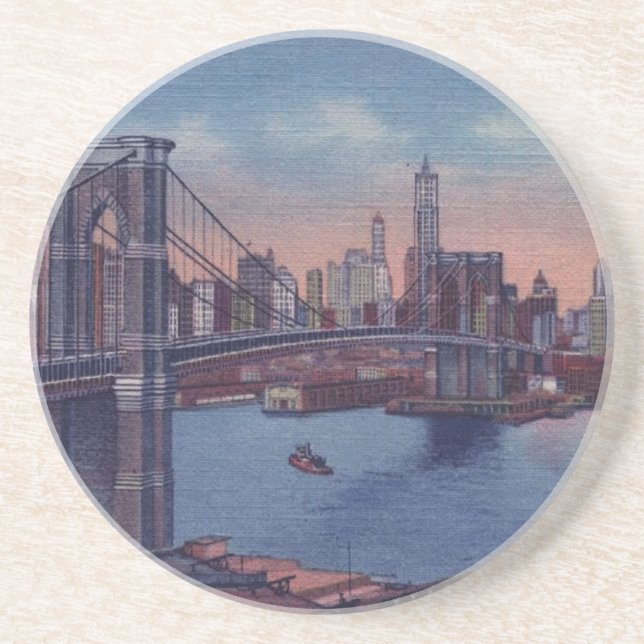Vintage Brooklyn Bridge Coaster (Front)