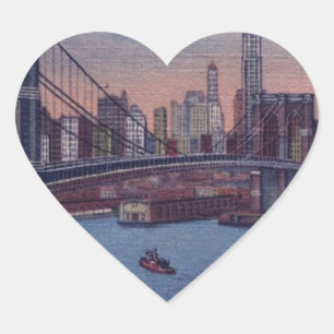 Vintage Brooklyn Bridge Heart Sticker
