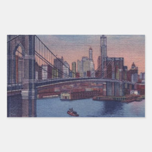 Vintage Brooklyn Bridge Rectangular Sticker