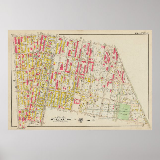 Vintage Brooklyn Map | George Washington Bromley Poster (Front)