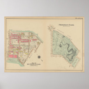 Vintage Brooklyn Map   George Washington Bromley Poster
