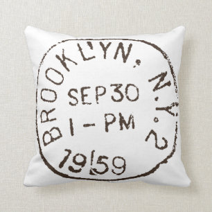 vintage brooklyn nyc new york city trendy postage cushion