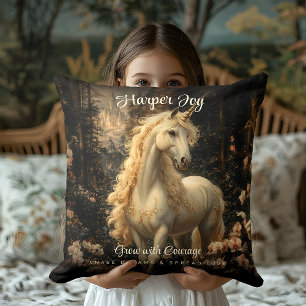 Vintage Brown and Pink Unicorn Woodland Horse Cushion