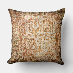 Vintage Brown Arabesques Pillow