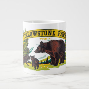 Vintage Brown Bears in Yellowstone National Park Large Coffee Mug