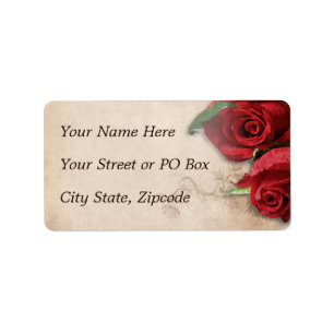 Vintage Brown Beige Rose Wedding Label