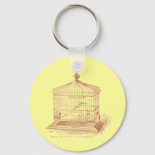 Vintage Brown Bird Cage Key Ring