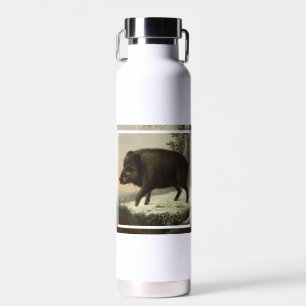 Vintage Brown Boar Hunting Painting, Wildlife Art Water Bottle