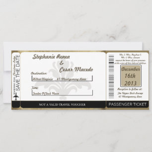 Vintage Brown Boarding Pass Wedding Invitation