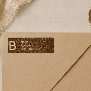 Vintage Brown Botanical Monogram Return Address Label