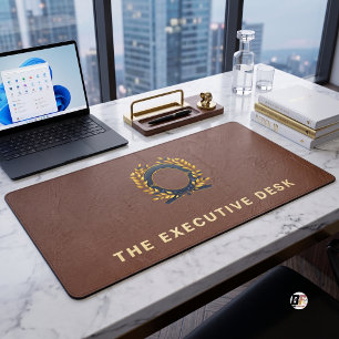 Vintage Brown Classic Gold Laurel Desk Mat