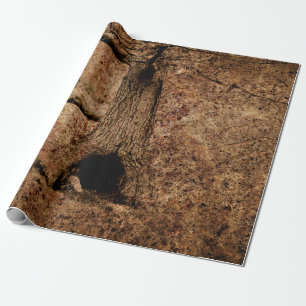 Vintage Brown Country Rustic Grunge Tree Texture Wrapping Paper