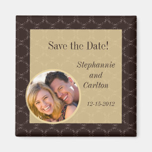 Vintage Brown/Creme Wedding Announcement Magnet