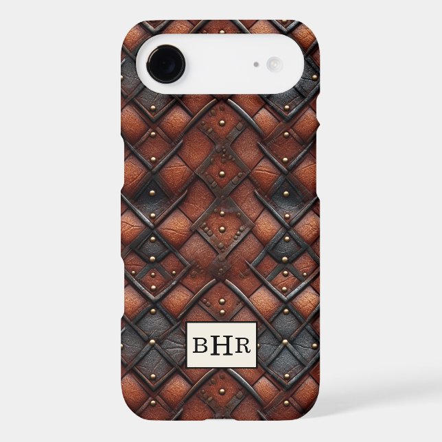 Vintage Brown Diamond Leather Monogrammed (Back)
