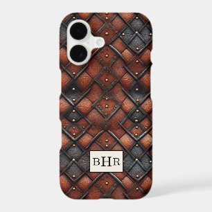 Vintage Brown Diamond Leather Monogrammed
