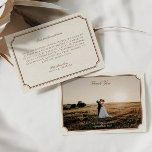 Vintage Brown & Ecru Wedding Photo Thank You Card<br><div class="desc">Express your gratitude with timeless elegance using the Vintage Brown & Ecru Wedding Photo Thank You Card. The vintage-inspired aesthetic adds a touch of sophistication, making it a perfect way to convey your thanks. Personalise your message with the warmth of your captured memories, creating a heartfelt token of appreciation for...</div>