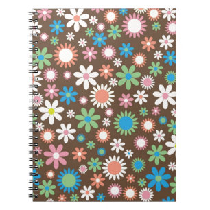Vintage brown floral daisy retro Spring flowers Notebook