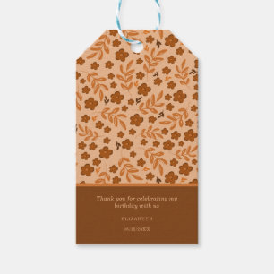 Vintage Brown Floral Pattern Gift Tag