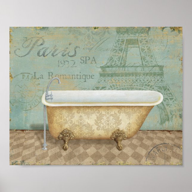 Vintage Brown French Bathtub Poster (Front)