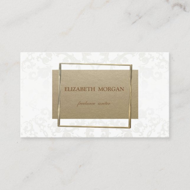 Vintage Brown Kraft Paper,Lace,Frame Business Card (Front)