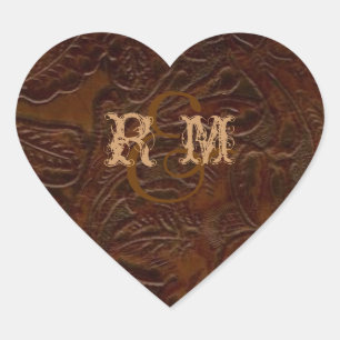 vintage brown leather cowboy boots country wedding heart sticker