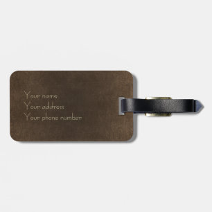 vintage brown leather look luggage tag