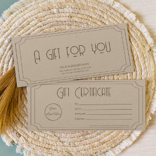 vintage brown logo business gift certificate