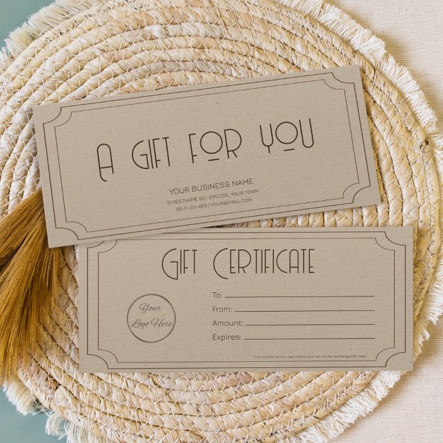 vintage brown logo business gift certificate (Creator Uploaded)