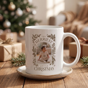 Vintage Brown Merriest Christmas Two Photo Coffee Mug