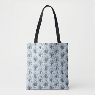 Vintage Brown Octopus, Nautical Nature Art Sketch Tote Bag