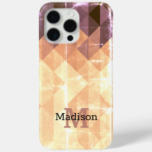 Vintage brown oranfe geometric pattern Monogram iPhone 15 Pro Max Case