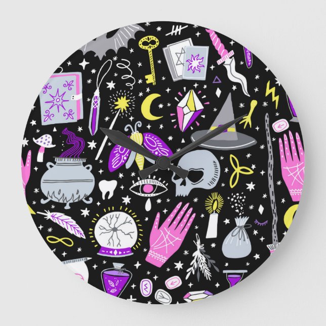 Vintage brown-orange tartan plaid. large clock (Front)