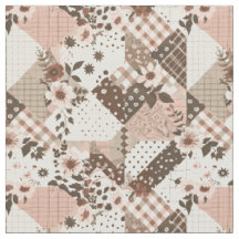 Vintage Brown Pink Cottagecore Farmhouse Quilt