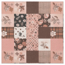 Vintage Brown Pink Cottagecore Farmhouse Quilt