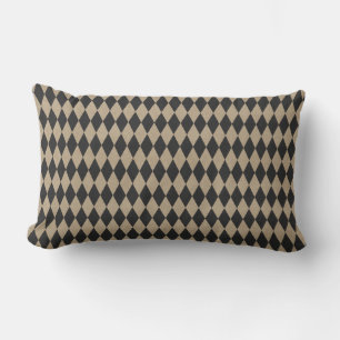 Vintage Brown Tan Black Diamond Triangle Lumbar Cushion