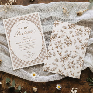 Vintage Brown We Do BBQ Barbecue Engagement Party Invitation