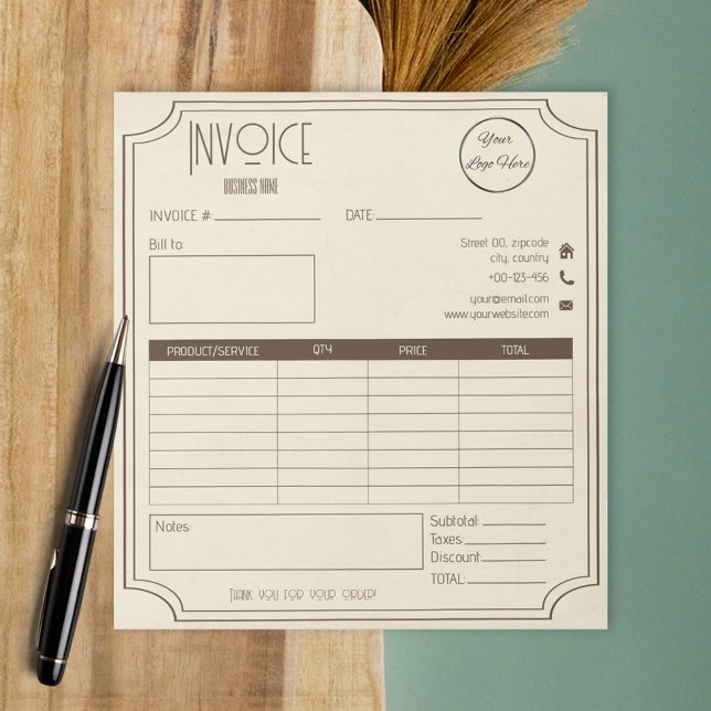vintage brown with logo small business invoice notepad (Creator Uploaded)