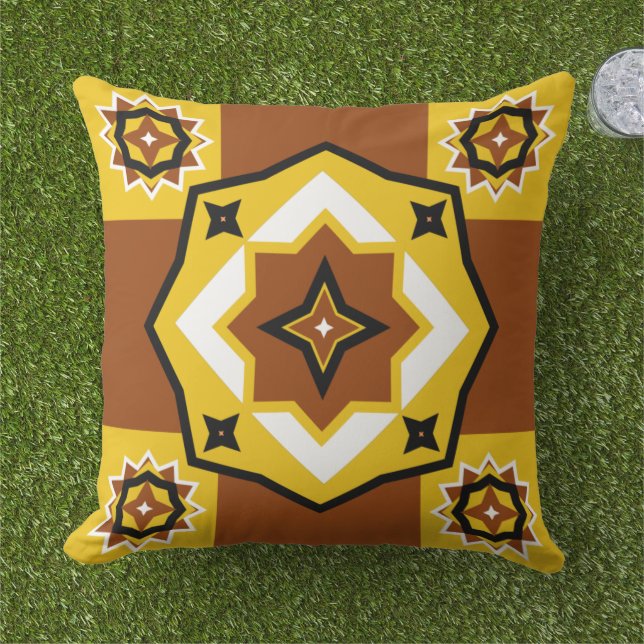 Vintage brown yellow pattern rustic design  cushion (Grass)
