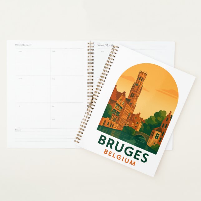 Vintage Bruges Belgium Travel Art Planner – Retro  (Display)