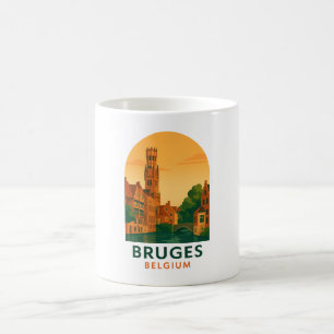 Vintage Bruges Belgium Travel Art – Retro European Coffee Mug